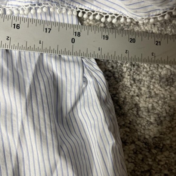 Jonathan Simkhai Shirt Womens XS Blue White Striped Off Shoulder Top Boho Cotton - Picture 3 of 7